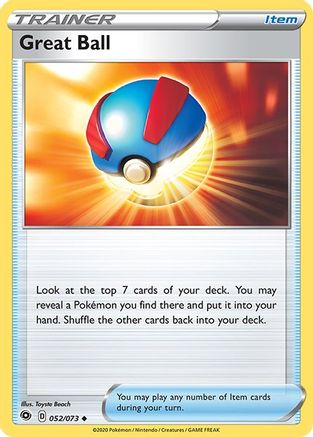 Great Ball 052/73  - Reverse Holofoil Champions Path - Uncommon