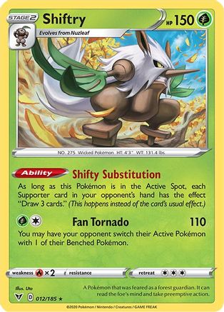 Shiftry 012/185  - Reverse Holofoil SWSH04 Vivid Voltage - Rare