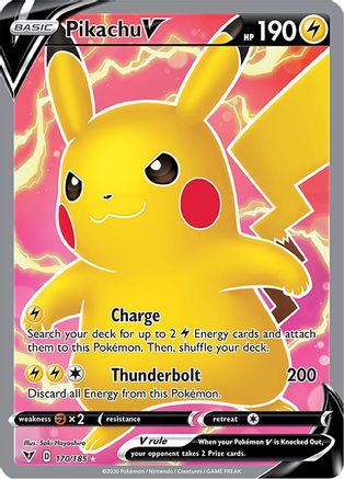 Pikachu V (Full Art) 170/185  - Holofoil SWSH04 Vivid Voltage - Ultra Rare
