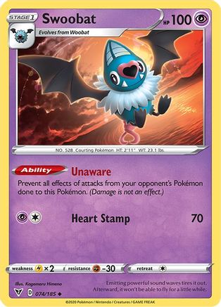 Swoobat 074/185  - Reverse Holofoil SWSH04 Vivid Voltage - Uncommon