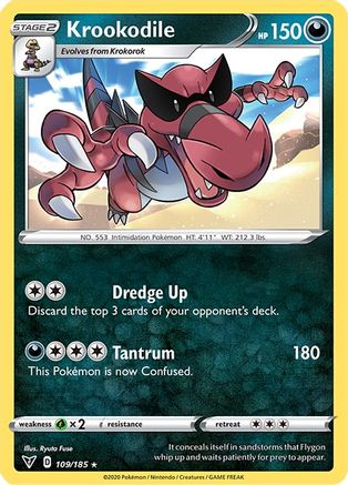 Krookodile 109/185  - Reverse Holofoil SWSH04 Vivid Voltage - Rare