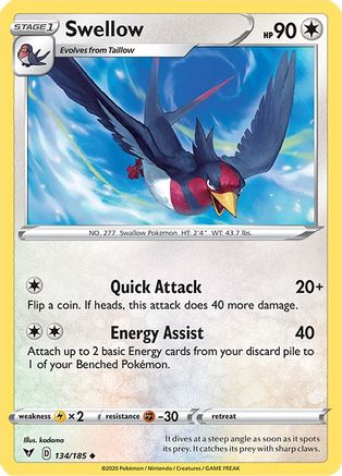 Swellow 134/185  SWSH04 Vivid Voltage - Uncommon
