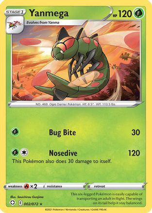 Yanmega 002/072  - Reverse Holofoil Shining Fates - Rare