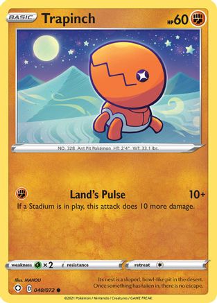 Trapinch 040/072  - Reverse Holofoil Shining Fates - Common