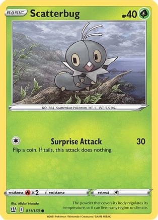 Scatterbug 011/163  - Reverse Holofoil SWSH05 Battle Styles - Common