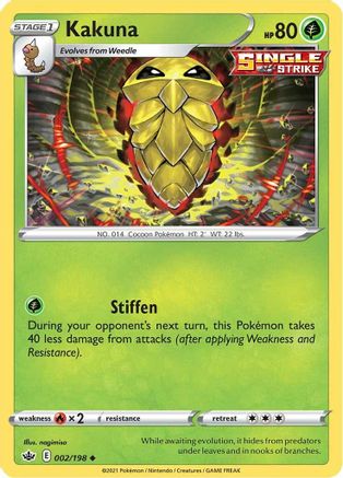 Kakuna 002/198  - Reverse Holofoil SWSH06 Chilling Reign - Uncommon