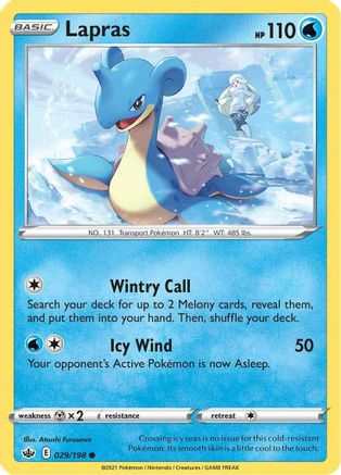 Lapras 029/198  - Reverse Holofoil SWSH06 Chilling Reign - Common