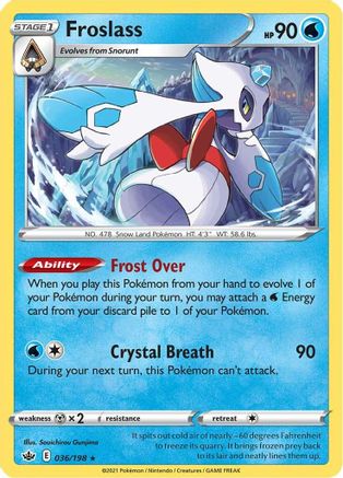 Froslass 036/198  - Holofoil SWSH06 Chilling Reign - Holo Rare