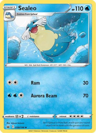 Sealeo 038/198  - Reverse Holofoil SWSH06 Chilling Reign - Uncommon