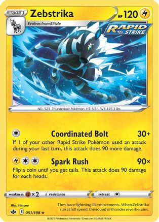 Zebstrika 051/198  SWSH06 Chilling Reign - Rare