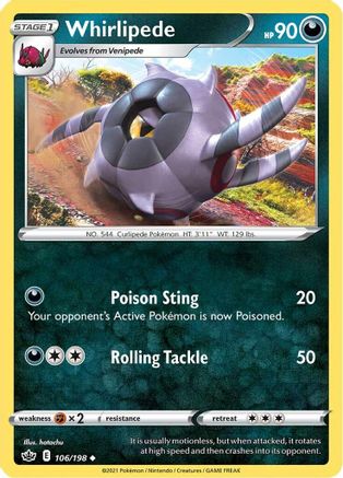 Whirlipede 106/198  SWSH06 Chilling Reign - Uncommon