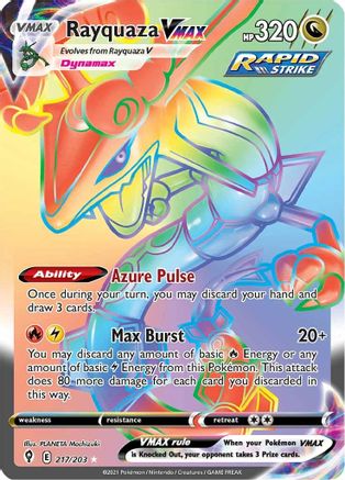 Rayquaza VMAX (Secret) 217/203  - Holofoil SWSH07 Evolving Skies - Secret Rare