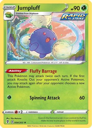 Jumpluff 004/203  - Reverse Holofoil SWSH07 Evolving Skies - Holo Rare