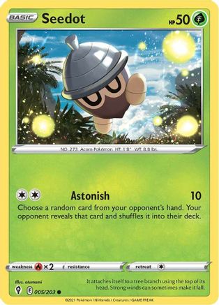 Seedot 005/203  - Reverse Holofoil SWSH07 Evolving Skies - Common