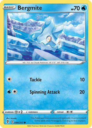Bergmite 044/203  - Reverse Holofoil SWSH07 Evolving Skies - Common