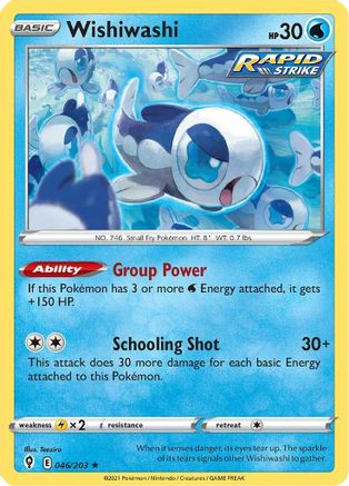 Wishiwashi 046/203  SWSH07 Evolving Skies - Rare