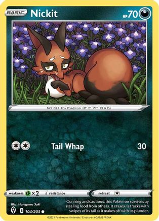 Nickit 104/203  - Reverse Holofoil SWSH07 Evolving Skies - Common