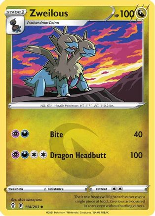 Zweilous 114/203  SWSH07 Evolving Skies - Uncommon