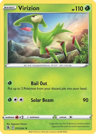 Virizion 015/264  - Reverse Holofoil SWSH08 Fusion Strike - Rare