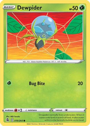 Dewpider 019/264  - Reverse Holofoil SWSH08 Fusion Strike - Common