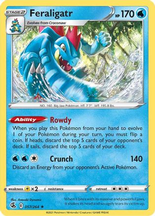 Feraligatr 057/264  - Reverse Holofoil SWSH08 Fusion Strike - Holo Rare