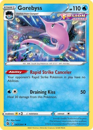 Gorebyss 067/264  - Reverse Holofoil SWSH08 Fusion Strike - Rare