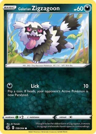 Galarian Zigzagoon 159/264  SWSH08 Fusion Strike - Common