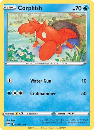 Corphish 032/172  - Reverse Holofoil SWSH09 Brilliant Stars - Common