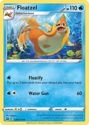 Floatzel 039/172  - Reverse Holofoil SWSH09 Brilliant Stars - Uncommon