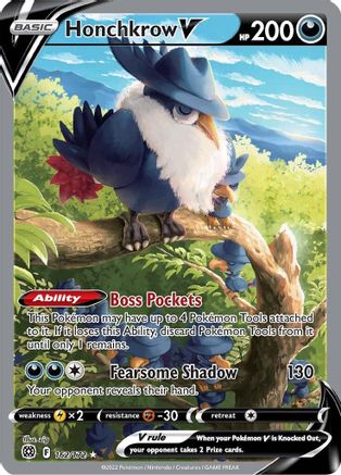 Honchkrow V (Alternate Full Art) 162/172  - Holofoil SWSH09 Brilliant Stars - Ultra Rare