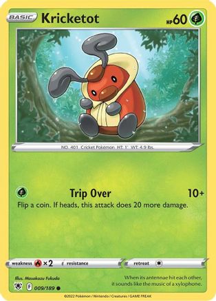 Kricketot 009/189  - Reverse Holofoil SWSH10 Astral Radiance - Common