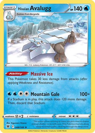 Hisuian Avalugg 048/189  - Reverse Holofoil SWSH10 Astral Radiance - Rare