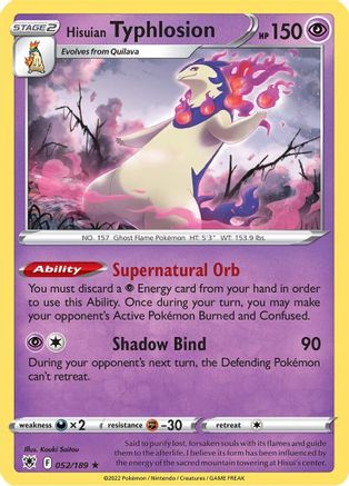 Hisuian Typhlosion 052/189  - Reverse Holofoil SWSH10 Astral Radiance - Holo Rare