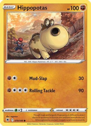 Hippopotas 079/189  - Reverse Holofoil SWSH10 Astral Radiance - Common