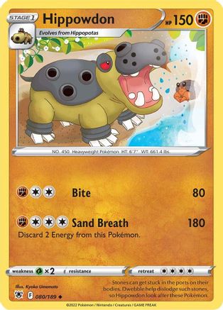 Hippowdon 080/189  - Reverse Holofoil SWSH10 Astral Radiance - Uncommon