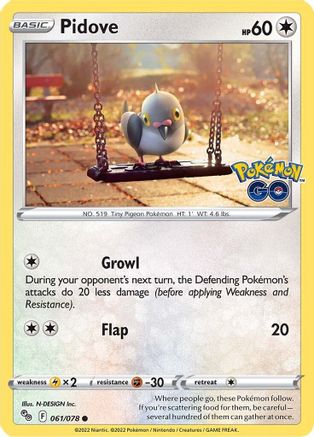 Pidove 061/078  Pokemon GO - Common
