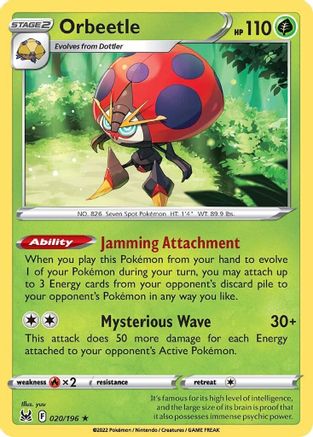 Orbeetle 020/196  - Holofoil SWSH11 Lost Origin - Holo Rare