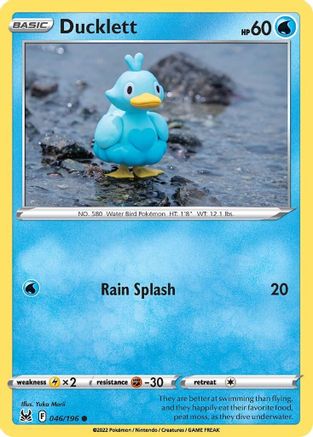 Ducklett 046/196  - Reverse Holofoil SWSH11 Lost Origin - Common