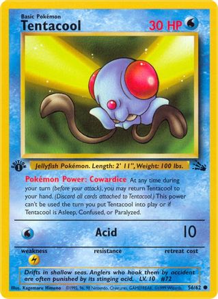 Tentacool 056/62  - 1st Edition Fossil - Common