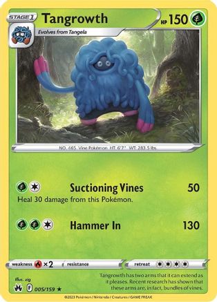 Tangrowth 005/159  - Reverse Holofoil Crown Zenith - Rare