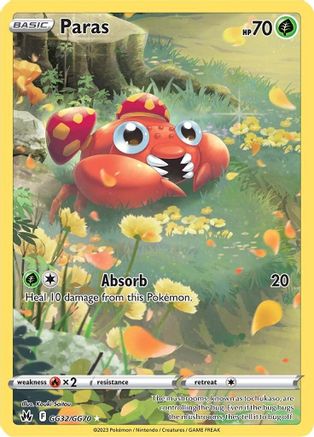 Paras GG32/GG70  - Holofoil Crown Zenith Galarian Gallery - Ultra Rare
