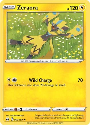 Zeraora 052/159  - Reverse Holofoil Crown Zenith - Rare
