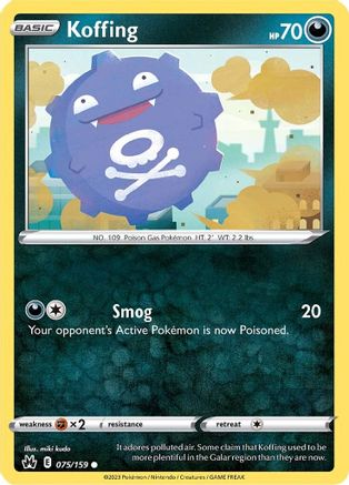 Koffing 075/159  - Reverse Holofoil Crown Zenith - Common