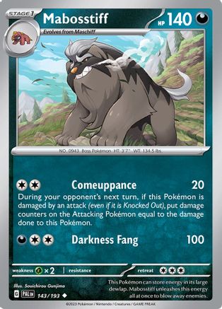 Mabosstiff 143/193  - Reverse Holofoil SV02 Paldea Evolved - Uncommon