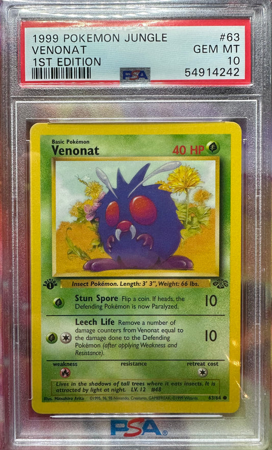 PSA 10 Venonat 63/64 (1st Edition)