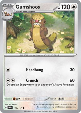 Gumshoos 177/197  - Reverse Holofoil SV03 Obsidian Flames - Uncommon