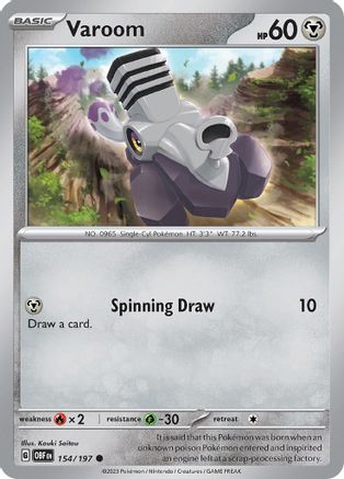 Varoom 154/197  - Reverse Holofoil SV03 Obsidian Flames - Common