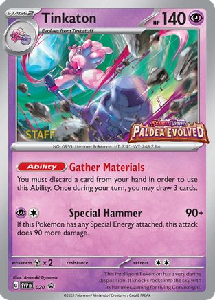 Tinkaton - 020 (Prerelease) [Staff] 20 - SV Scarlet  Violet Promo Cards Holofoil