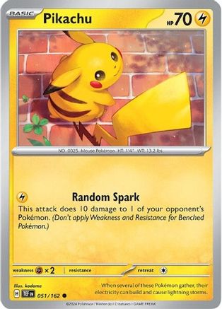 Pikachu 051/162  - Reverse Holofoil SV05 Temporal Forces - Common