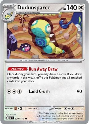 Dudunsparce 129/162  - Reverse Holofoil SV05 Temporal Forces - Rare